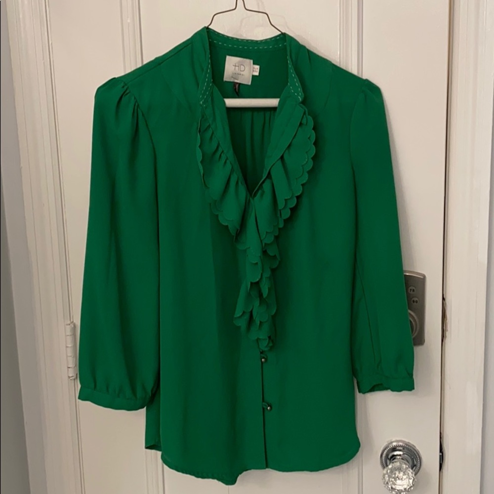 Anthropologie HD in Paris Kelly green blouse